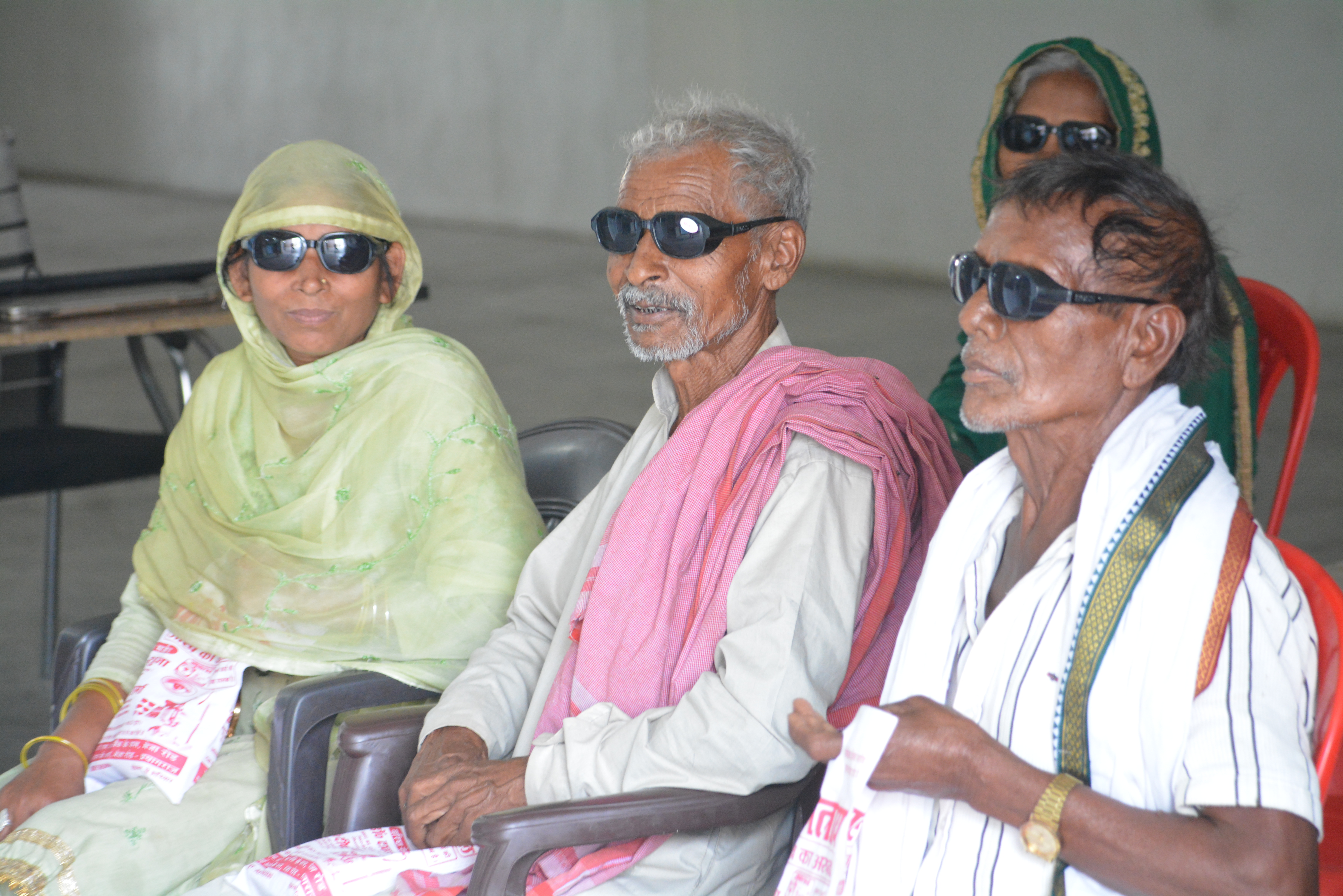Patients who received free cataract surgery under Ayushman Bharat scheme at Indumati Netralaya eye camp