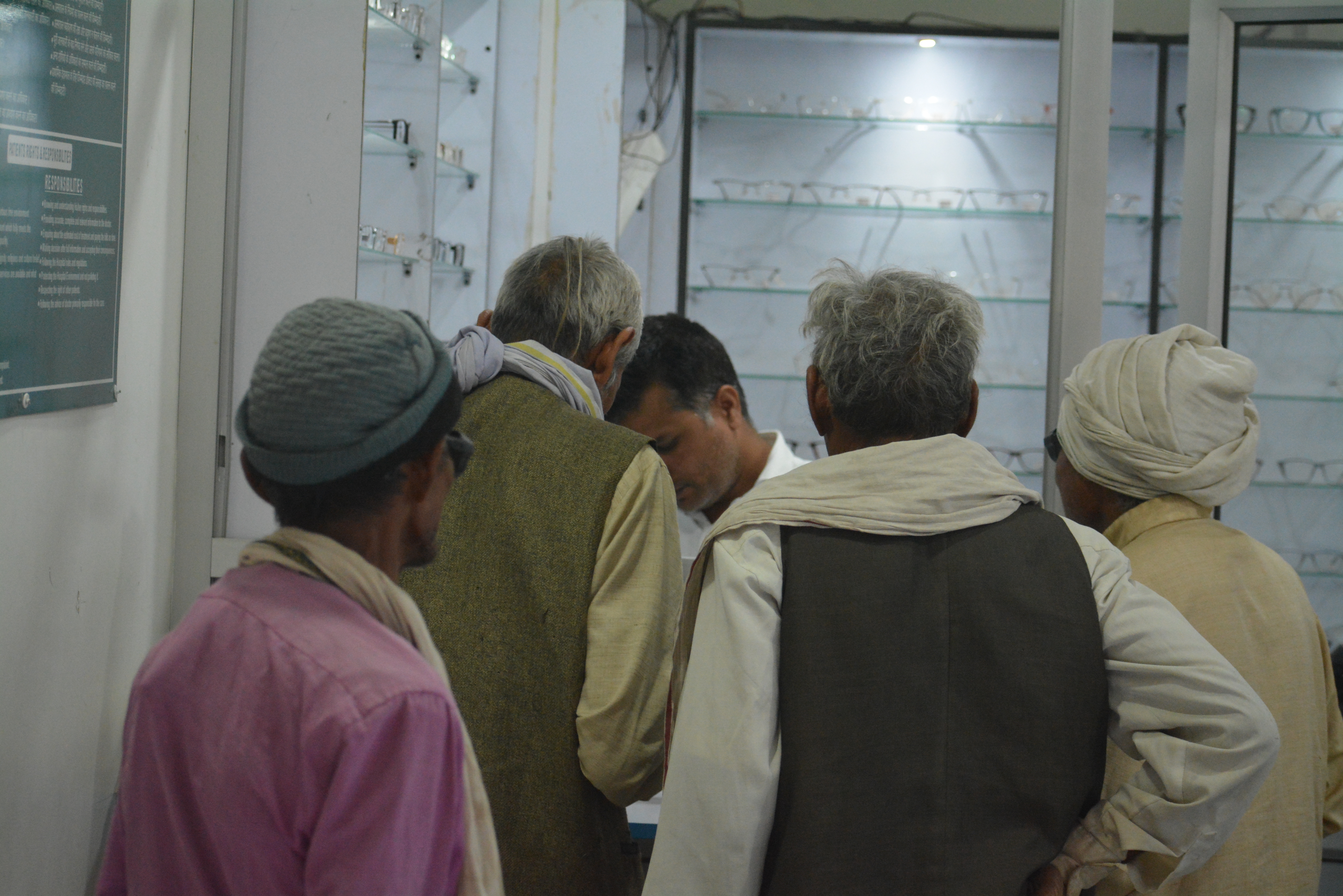 Optical dispensing counter at Indumati Netralaya — wide range of frames and lenses, Meja Road, Prayagraj