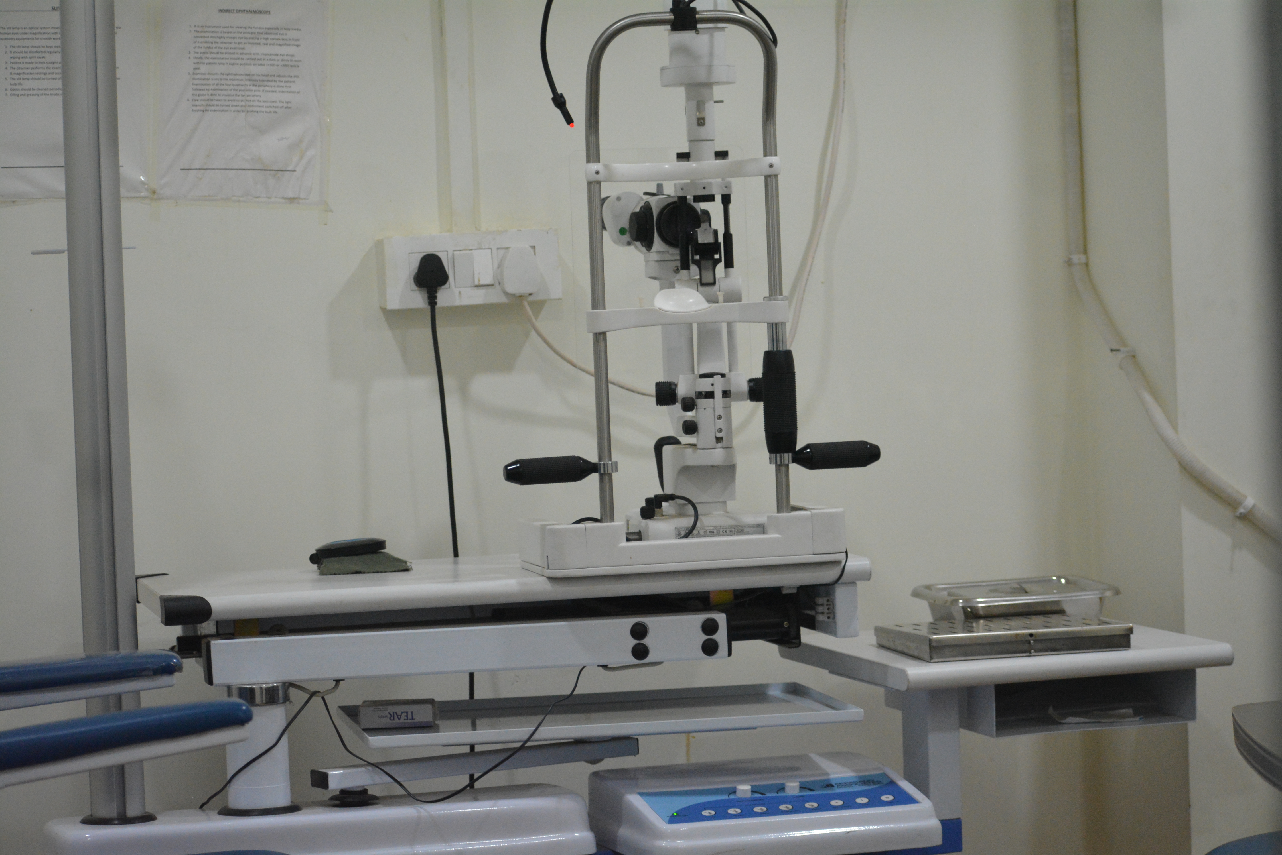 Slit-lamp biomicroscope ophthalmic equipment at Indumati Netralaya eye hospital, Prayagraj